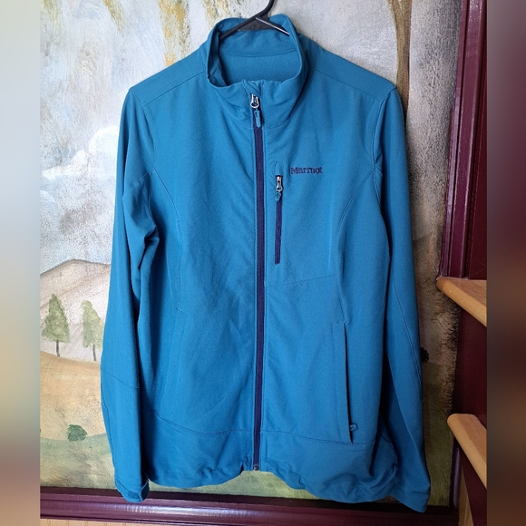 Marmot Women’s Waterproof Jacket L85930 Blue Zip Closure Pockets Hiking Size L - Picture 1 of 8